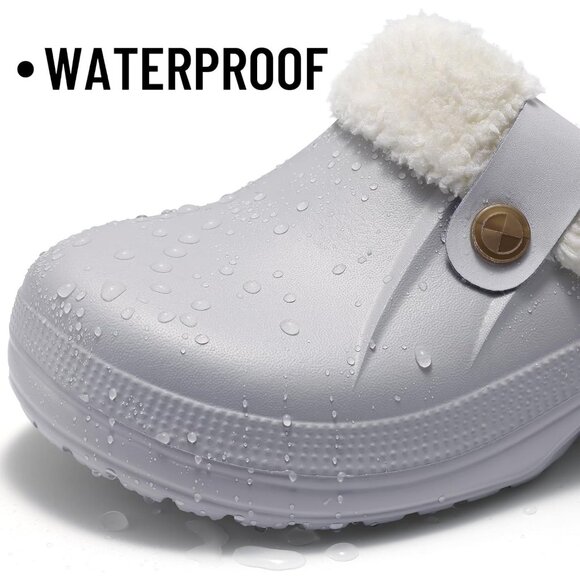 Women Atmosphere Clogs Waterproof Winter Fuzzy Slippers Classic Fur Lined - Picture 4 of 5